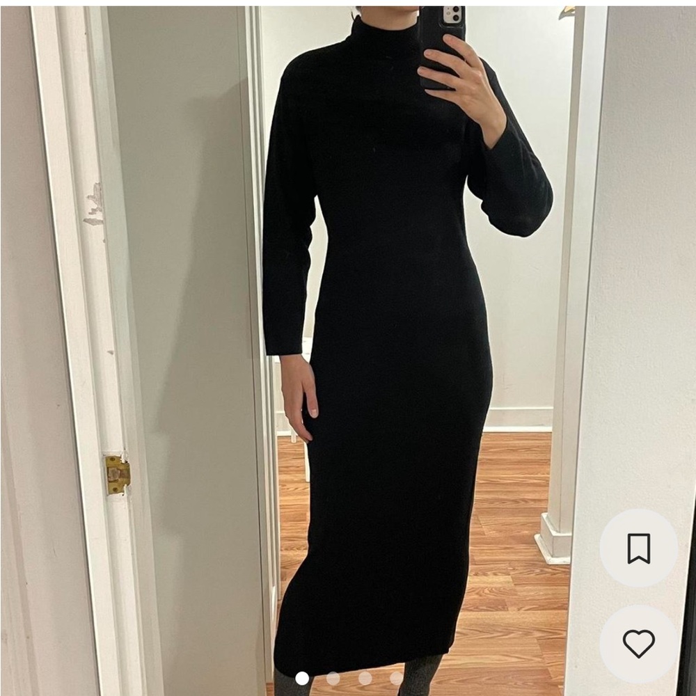 Vintage black sweater turtle neck dress